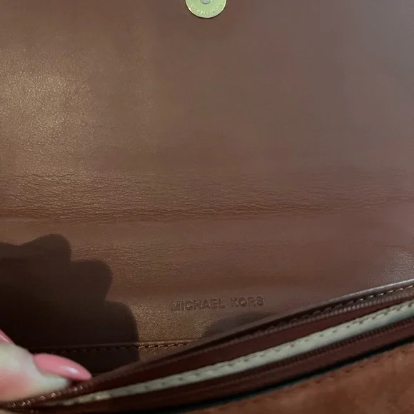 Michael Kors Brooklyn Grommet Large Leather Suede Crossbody Bag in Brick Red - Picture 6 of 8